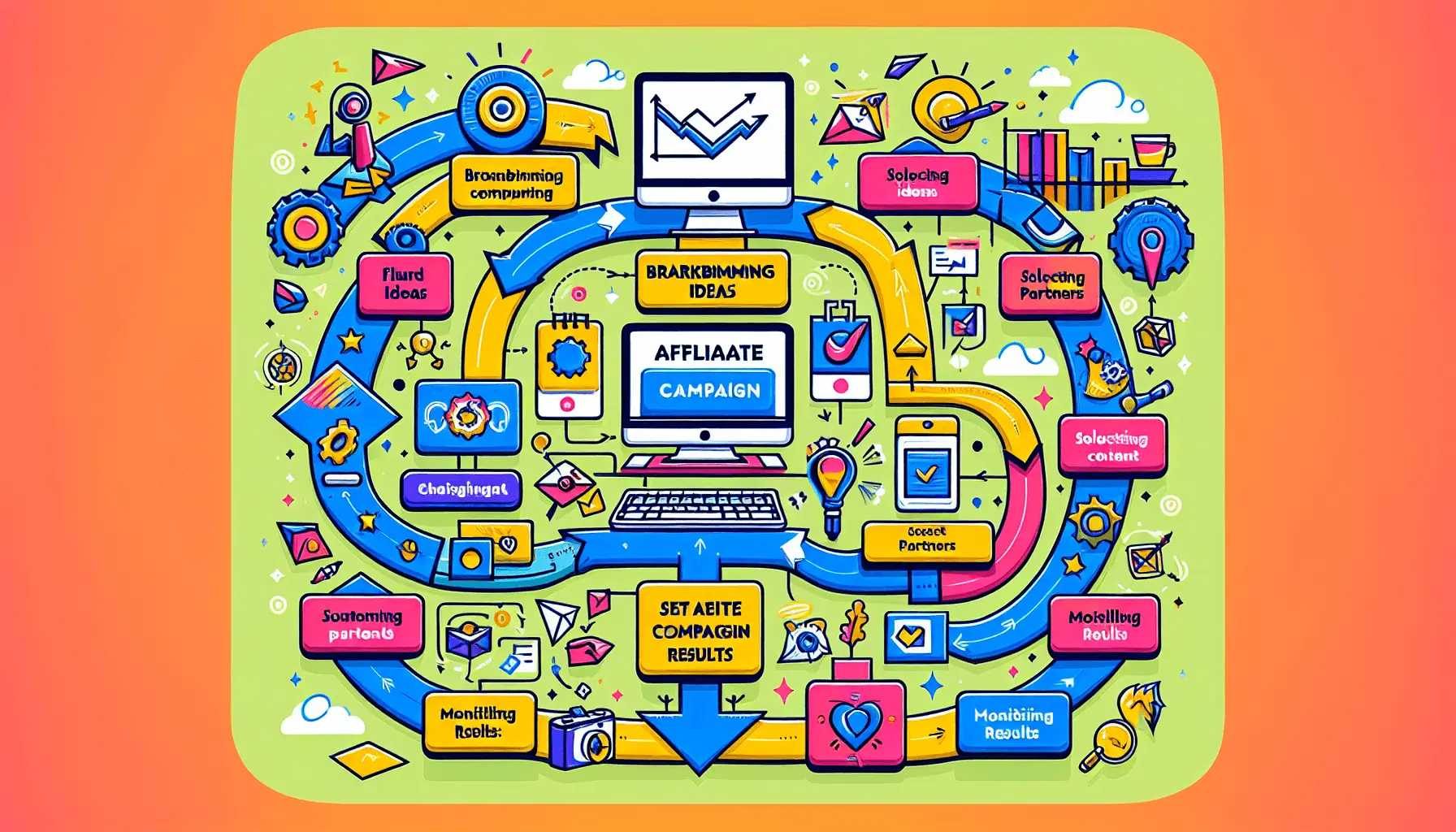 A visual representation of setting up an affiliate campaign on impact.com.