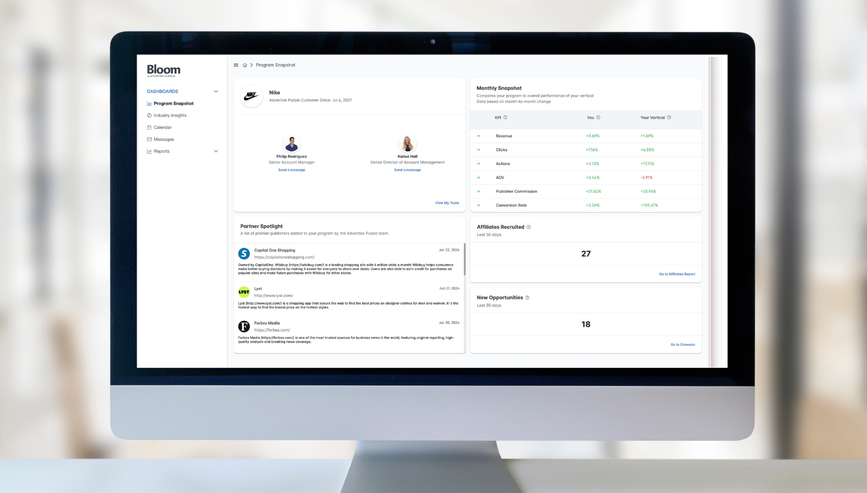 Bloom dashboard